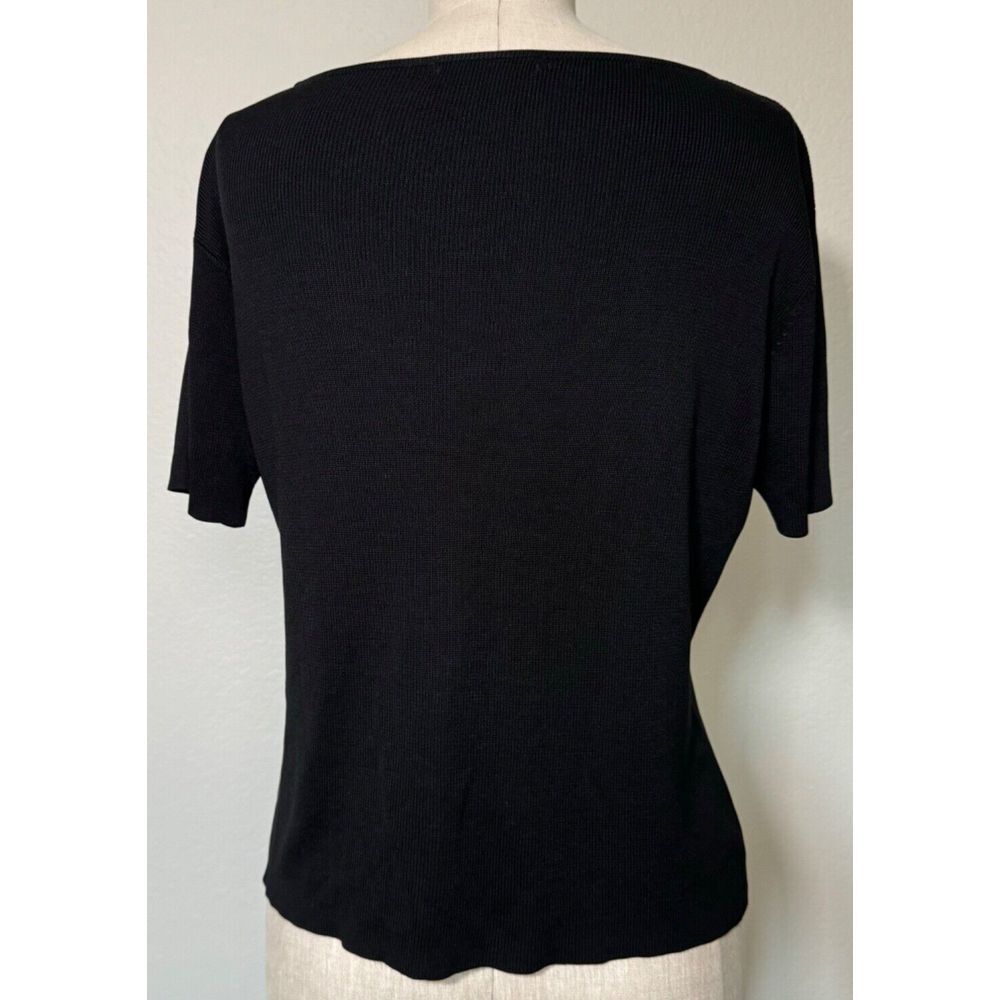Harolds Hand Framed 100%‎ Silk Blouse Women Size Medium Black Silk Shirt - Picture 3 of 10